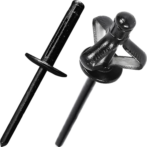 JIANDAXIN black aluminum trifold blind rivets, 3/16 x 3/4 inch, 5/8-inch large heads, 100-piece set