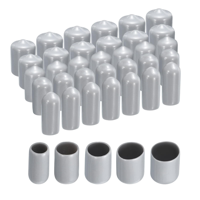[Australia - AusPower] - uxcell 50pcs Round Rubber End Caps 1/4" 3/8" 1/2" 5/8" 3/4" Grey Vinyl Cover Screw Thread Protectors Assortment Kit 
