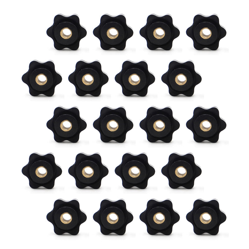 [Australia - AusPower] - 20PCS 6-Star Knobs, 1/4 Inch 20 Knob, Plastic Hexagon Head Thru Knobs, Nylon Clamping Knobs, Jig Knobs, Threaded Knobs, Knurled Knobs, Clamping Handle Screw Knobs, Through Hole Set-Up Thumb Nuts 