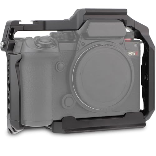 Leftfoto S5ii Camera Cage for Panasonic LUMIX S5 II / S5 IIX - Camera Protection Frame Rig with Arca Base,NATO Rail,ARRI Threads Compatibility with DJI RS2 Stabilizer- for Vlog Video Shooting