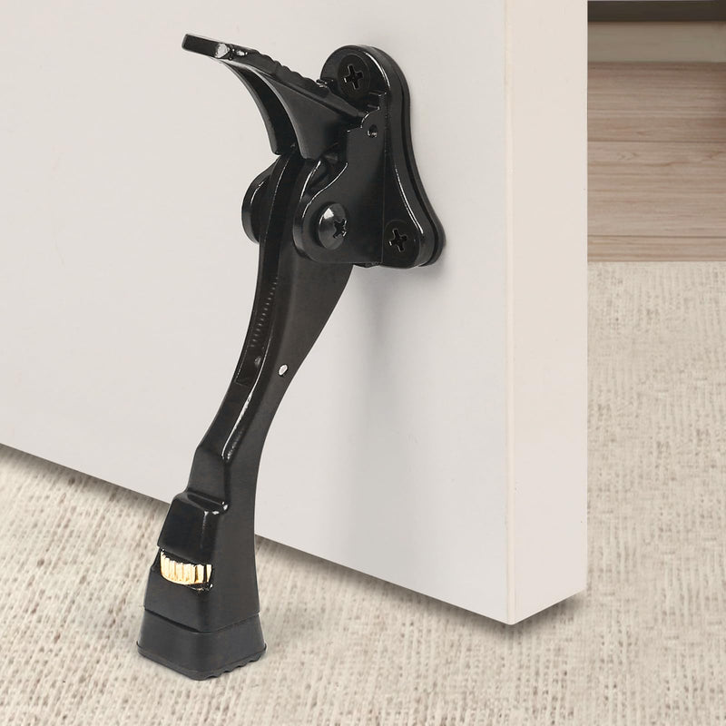 [Australia - AusPower] - Black Kick Down Door Stoppers for Bottom of Door, Heavy Duty Kickdown Door Stop, Adjustable Door Stoppers, One Touch Kick Down Stopper (4 Inch x 1 Pack) Black 4 inch x 1pack 