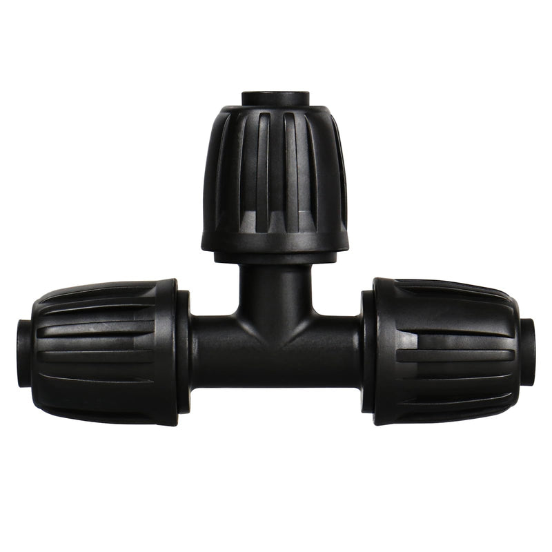 [Australia - AusPower] - 1/2" Drip Irrigation Tee Fittings: 10-Piece Barbed Locked Nut Tee Connectors for 1/2" Drip Tubing (0.650" OD, 13mm ID) Locked Tee-10P 