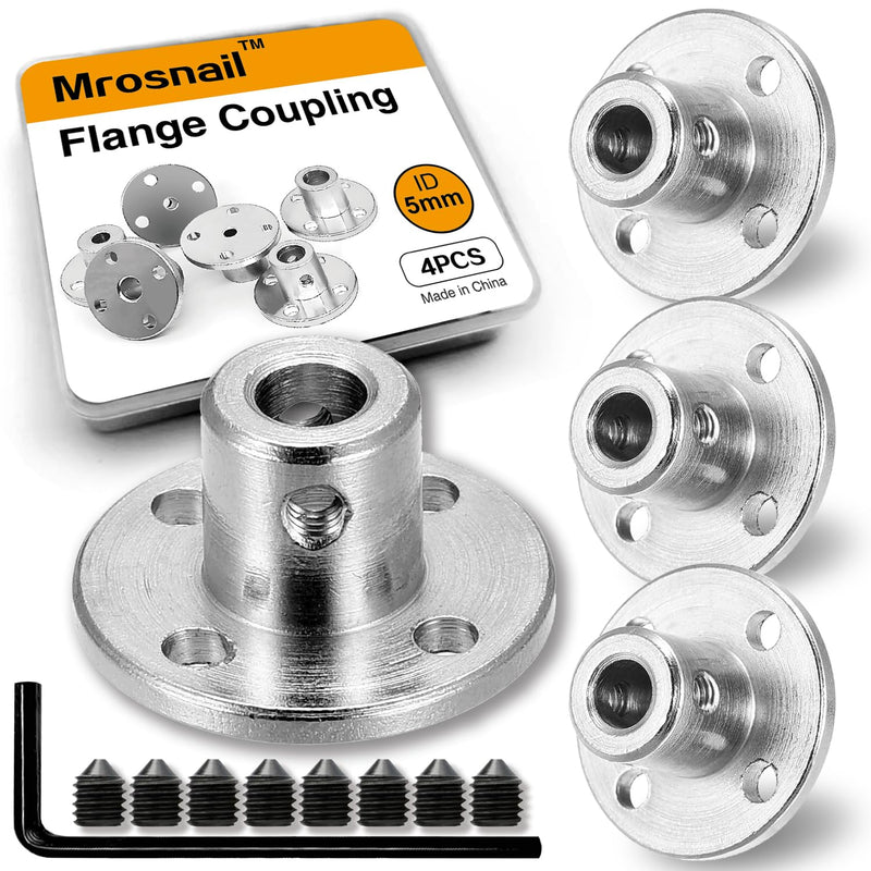 [Australia - AusPower] - 4Pcs 5mm Flange Coupling Connector, Rigid Shaft Axis Fittings, Electroplated & High Hardness Heat-Treated for DIY RC Model Motors 5mm 4Pcs 1 