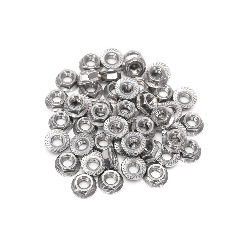 [Australia - AusPower] - 50 Pieces M8 Flange Nuts, M8-1.25mm Serrated Hex Flange Lock Nuts, DIN6923, 304 Stainless Steel,Plain Finish 