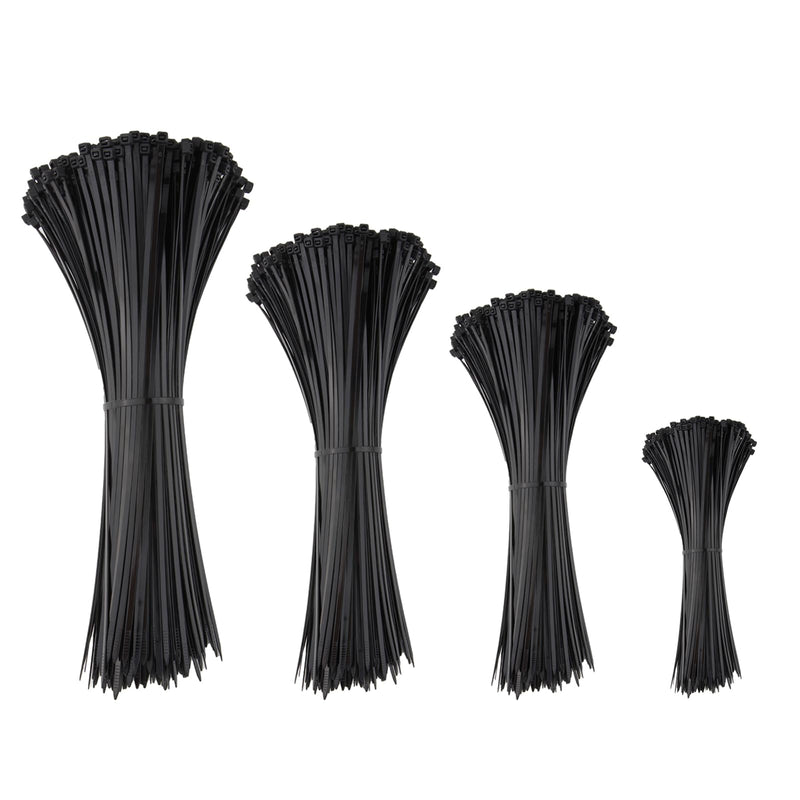 [Australia - AusPower] - Zip Ties Assorted Sizes 4+6+8+12 inch, 200 Pack, Black Cable Ties, UV Resistant Wire Ties for Indoor and Outdoor Use, LOCKLOCK 