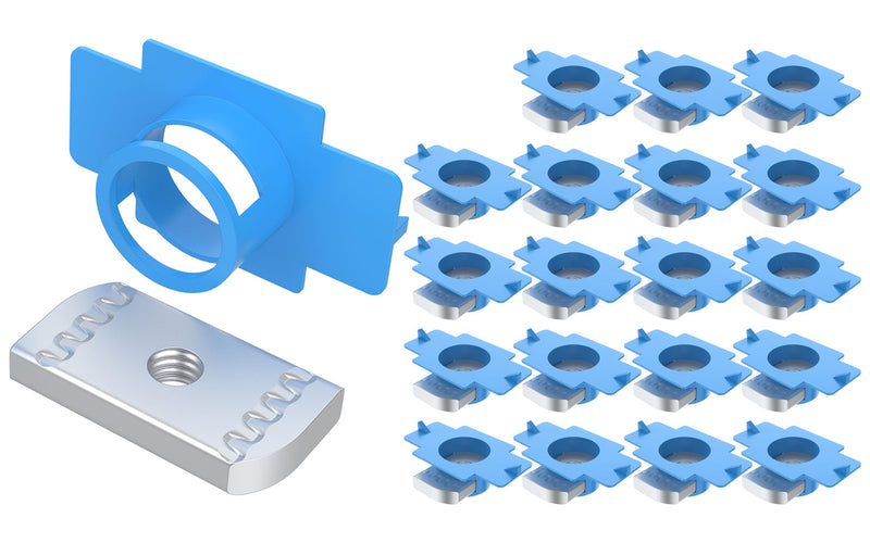 [Australia - AusPower] - 20 Pcs 3/8"-16 Nylon Strut Channel Cone Nuts, Nylon Squeeze Nut for Strut Channel, Easy to Locate Mounts Solar Panel, Strut Channel Nuts with Electro Galvanized Finish 20 