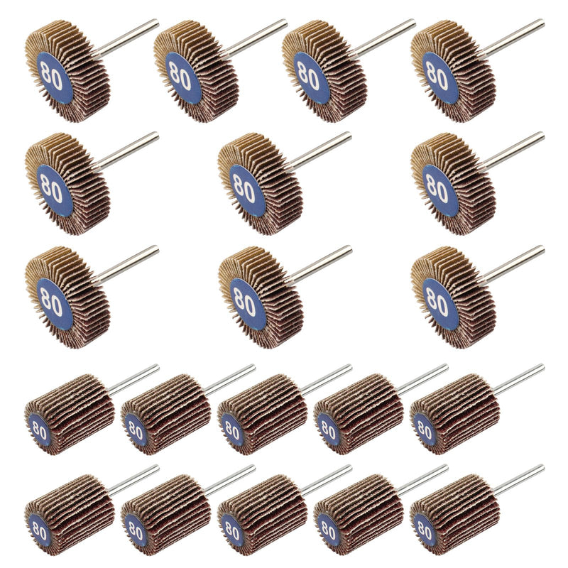 [Australia - AusPower] - 20 Pcs Flap Wheel Sander Set, 1/8" Shank 80 Grit Flap Wheels for Dremel Rotary Tools 20 PCS 