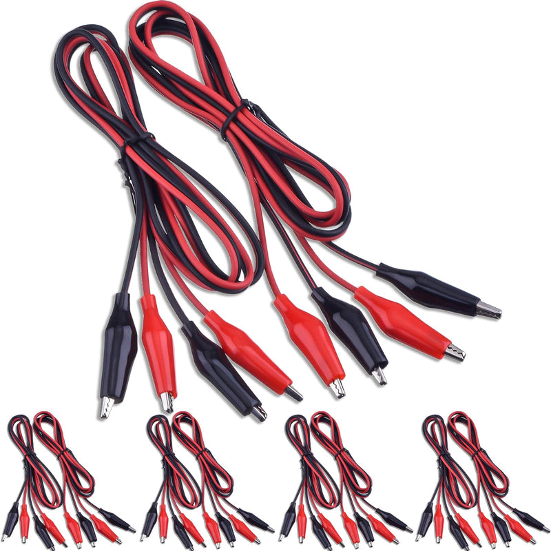 [Australia - AusPower] - EBOOT 20 Pcs Alligator Clips Electrical, 40 Inches Test Leads with Alligator Clips, Double-Ended Jumper Wires for Electrical Testing, Circuit Connection, Experiment 10 