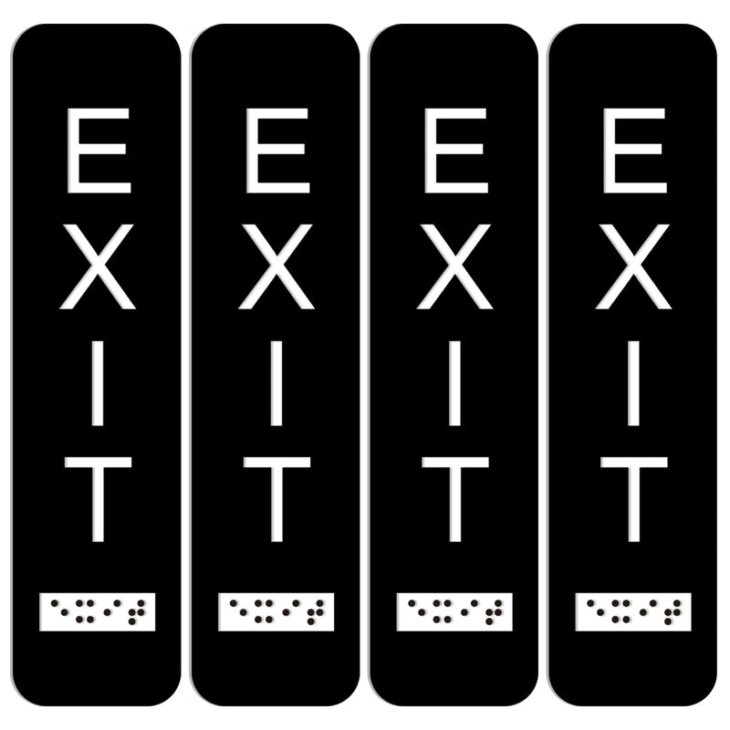 [Australia - AusPower] - 4 Pcs Vertical Exit Sign with Braille 8x2 Inch Exit Signs for Business Ada-compliant Braille and Raised Letters Ada Exit Sign with Adhesive Mounting Strips for Indoor Outdoor 4 