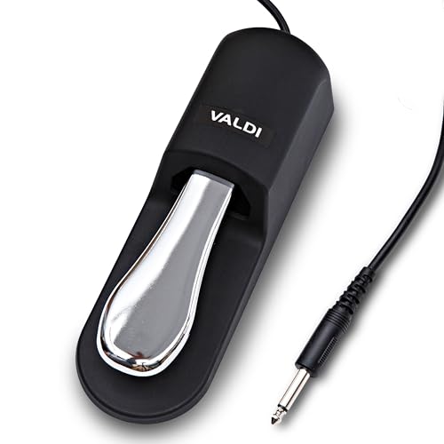 VALDI BP-3 Sustain Pedal - Universal Pedal for Keyboard Piano, Digital Pianos, MIDI Keyboards & Synths - Conversion Switch for All Brands - 1/4'' Jack, Anti-Slip Design, Extended Cable (BLACK) BLACK