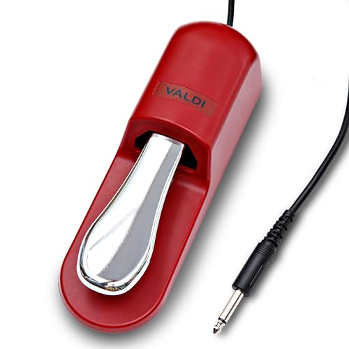 VALDI BP-3 Sustain Pedal - Universal Pedal for Keyboard Piano, Digital Pianos, MIDI Keyboards & Synths - Conversion Switch for All Brands - 1/4'' Jack, Anti-Slip Design, Extended Cable (RED) RED