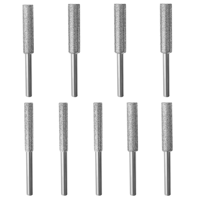 [Australia - AusPower] - Stone Carving Set Diamond Burr Bits Compatible with Dremel, 9PCS Polishing Kits Rotary Tools Small Long Cone Accessories with 1/8 Shank for Carving, Engraving, Grinding,Rocks, Jewelry, Glass?Silver) Silver 