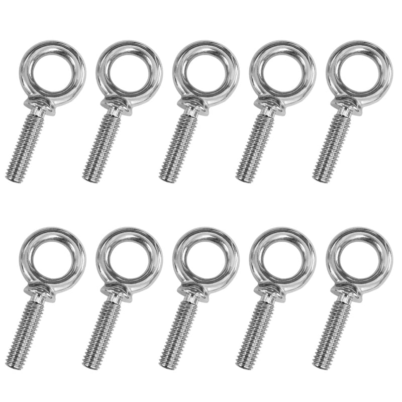 3/8"-16 x 1 UNC Lifting Shoulder Eye Bolts, Marine Grade 304 Stainless Steel Threaded Nut Fastener (10 Pack) 3/8"-16 x 1" Pack of 10 (304 stainless steel)
