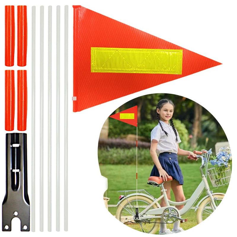 [Australia - AusPower] - Bike Safety Pole with Fiberglass Rod and Polyester Full Color Tear-Resistant Waterproof Flag, Orange Reflective Safety Flag for Cycling 1 