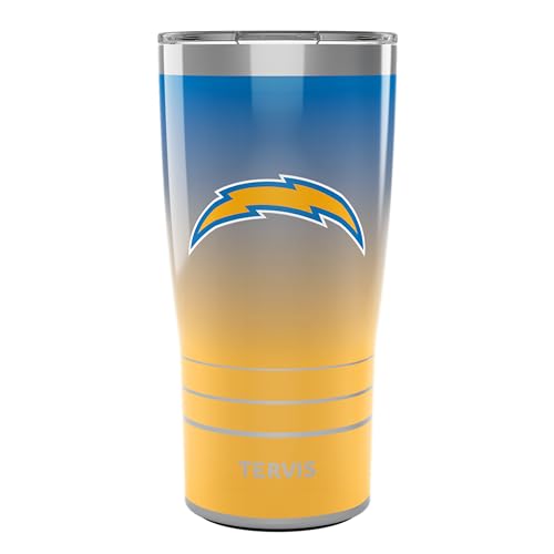 Tervis Traveler NFL Los Angeles Chargers - Ombre Triple Insulated Tumbler Travel Cup Keeps Drinks Cold & Hot, 20oz, Stainless Steel