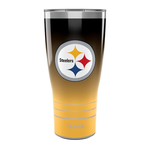Tervis Traveler NFL Pittsburgh Steelers - Ombre Triple Insulated Tumbler Travel Cup Keeps Drinks Cold & Hot, 30oz, Stainless Steel Multicolor