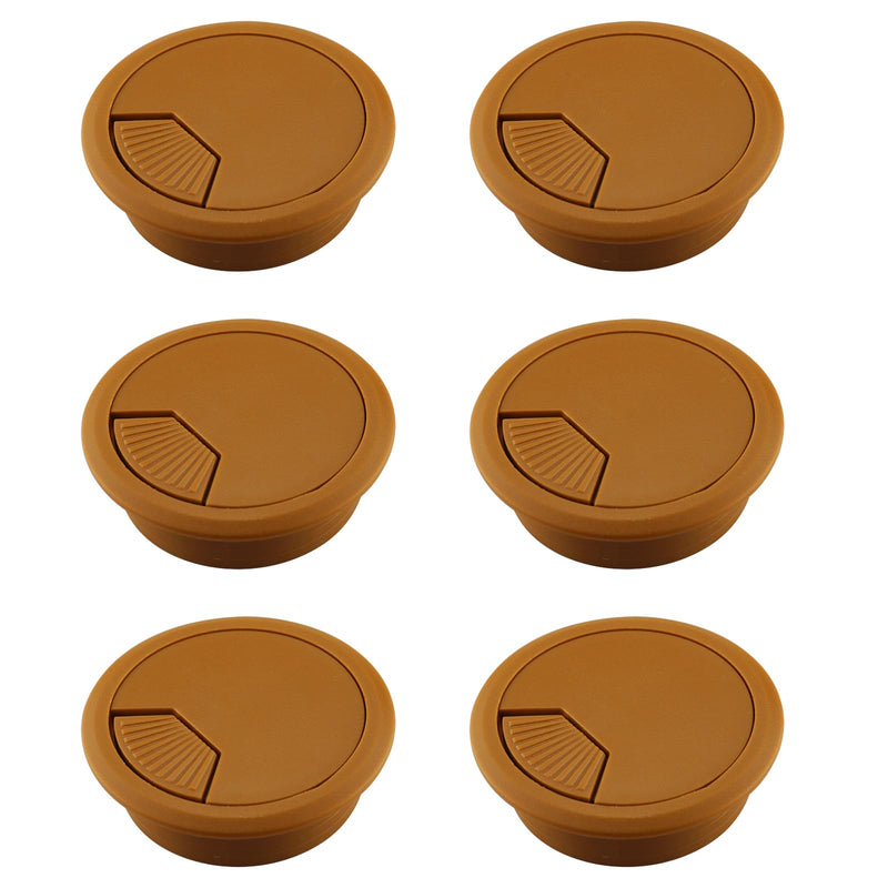 [Australia - AusPower] - Desk Grommet 2 Inch Sturdy ABS Plastic Desk Hole Cover for Cables Black Desk Hole Grommet for Organizing Home & Office Table Cables 2 Inch-6pcs-ABS Brown 6 