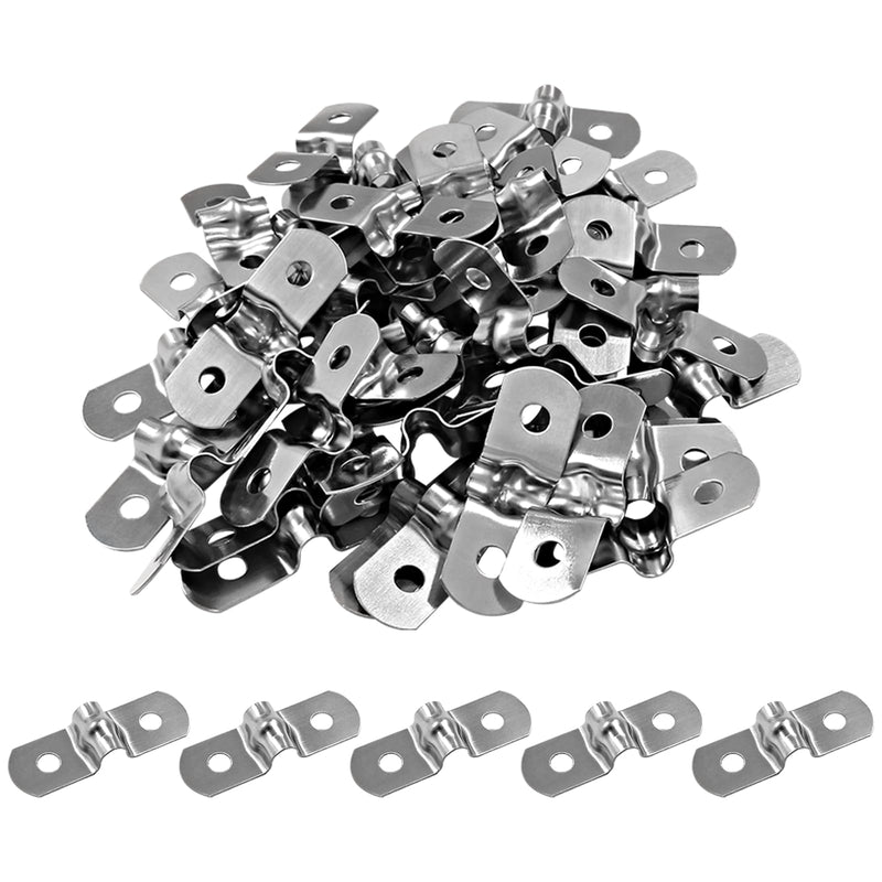 [Australia - AusPower] - 50Pcs 1/4" Two Hole Strap U Bracket, M5 Rigid Pipe Strap Stainless Steel Conduit Clamp for Fixing Pipe 
