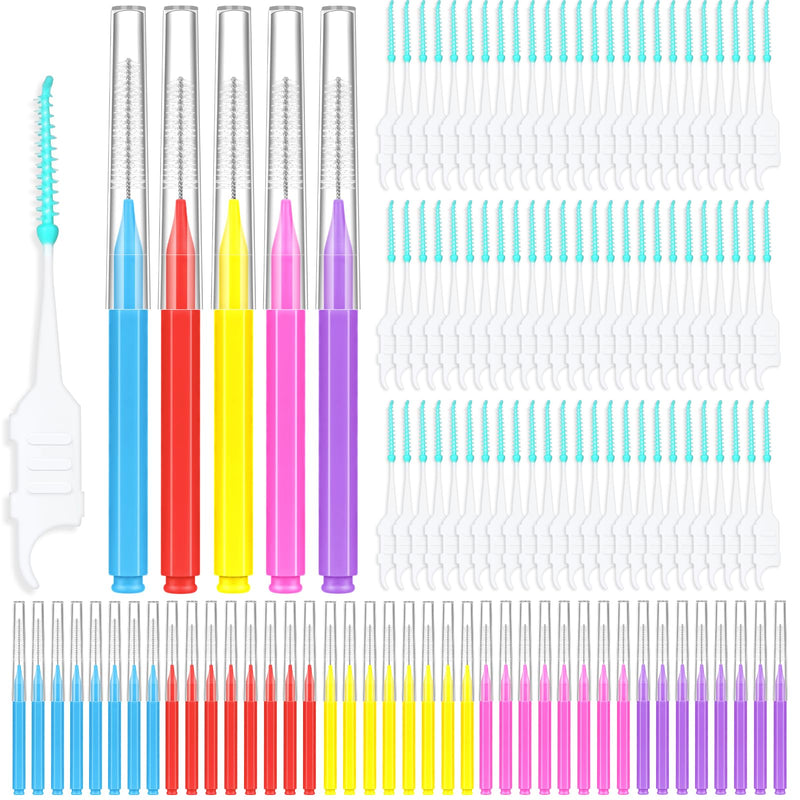 [Australia - AusPower] - 270Pcs Interdental Brush 6 Sizes Braces Brush Soft Bristles 360° Bendable Floss Heads Dental Brushes Between Teeth Gum Braces Cleaning Kit Oral Tooth Cleaning Tool 