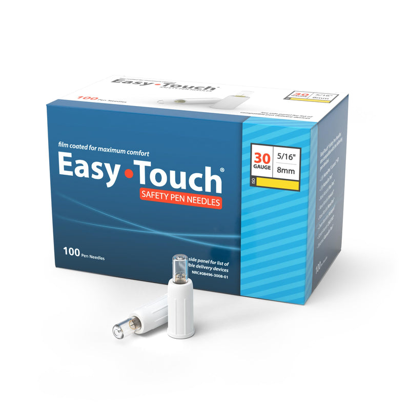 [Australia - AusPower] - EasyTouch Safety Pen Needles, 30 Gauge, 5/16 inch (8mm), 100 Count 30G 5/16" (8mm) 