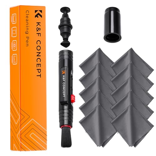 K&F Concept 10 Pack Lens Cleaning Cloth，Lens Cleaning Pen with Soft Brush, Double-Sided Carbon Head for Camera Lens, Optical Lens, Glasses
