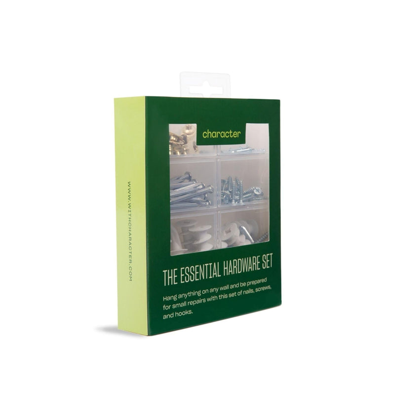[Australia - AusPower] - Character The Essential Hardware Set, Assorted Nails, Screws, Drywall Anchors, and Picture Hanging Hooks with Storage Box, 115 pieces 