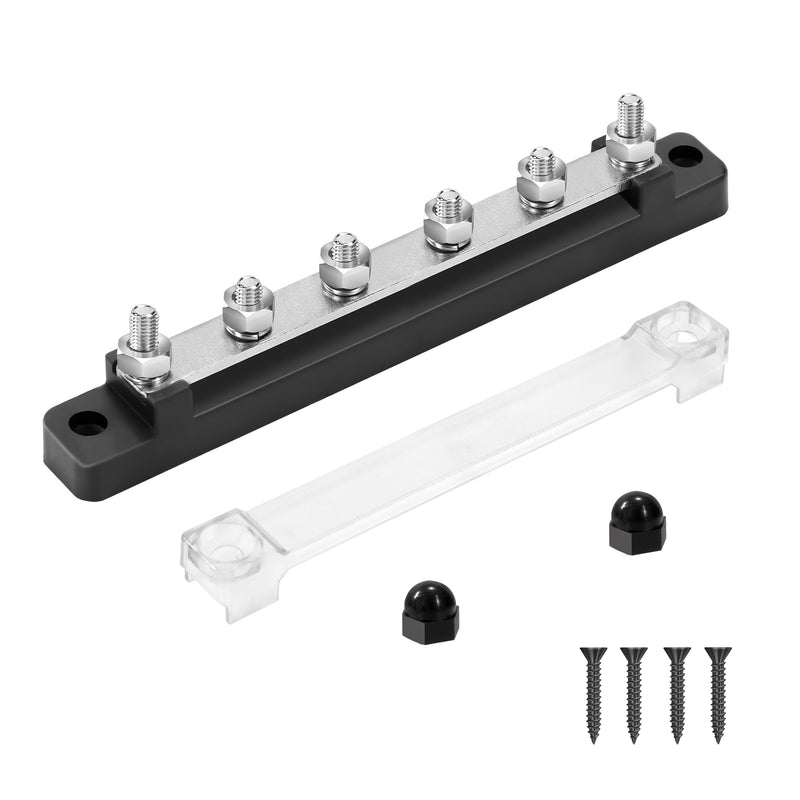 QIMEI-SHOP Busbar 12V-48V DC Busbars Distribution Block Power Distribution Block 150A Busbar with 6 x M6 Connection Bolts for Car RV Boat Black M6 Black