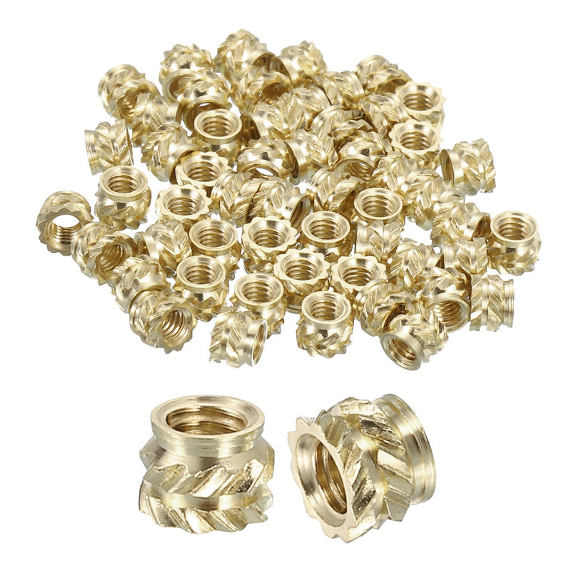 [Australia - AusPower] - uxcell Knurled Insert Nuts, 100pcs M2.5 x 3mm L x 4mm OD 3D Printing Brass Nuts Female Threaded Inserts Brass Heat Set Insert Embedment Nuts M2.5 x 3mm x 4mm 100 