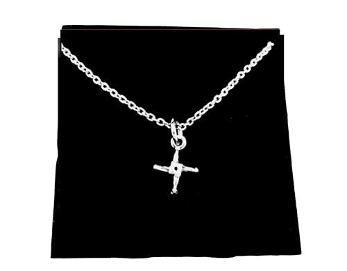 Tiny Saint Brigid Cross Necklace, Brigid of Kildare, Irish Goddess Cross, Protection from Evil, 20" Stainless Steel Cable Chain