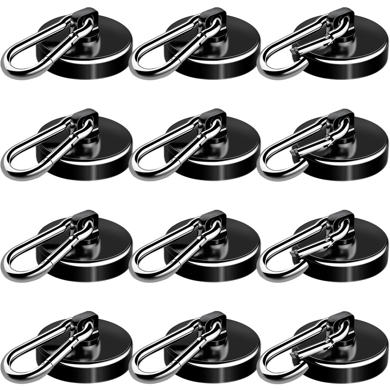 [Australia - AusPower] - E BAVITE Carabiner Magnetic Hooks, 110LBS Strong Black Magnetic Hooks Heavy Duty with Swivel Carabiner Hook, Great for Hanging for Cruise, Garage, Kitchen, Refrigerator, Locker (12-Pack) Black-12P 