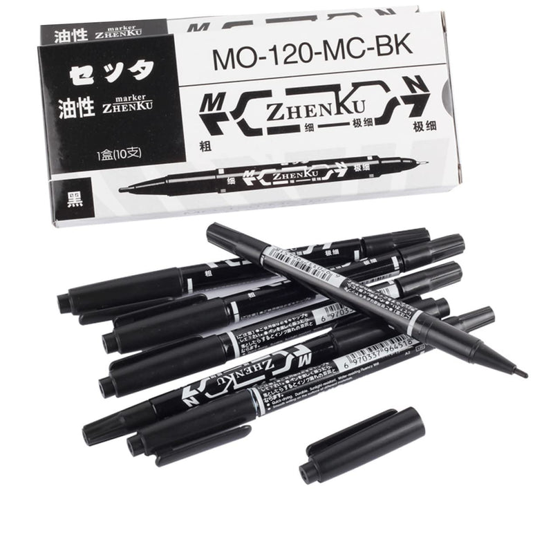 10 Body Art Pens Tattoo Tracking Pen Tattoo for Skin Marker Markers with Tips Hand Ink Double Head Times black 1 pc. (pack of 1)