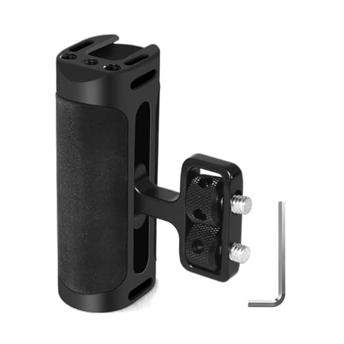 Up and Down Adjustable Left Right Handle Handgrip, Mini Side Handle Handgrip with Cold Shoe Interface and 1/4"-20 Screw Mount for DSLR/Digital Camera Cage