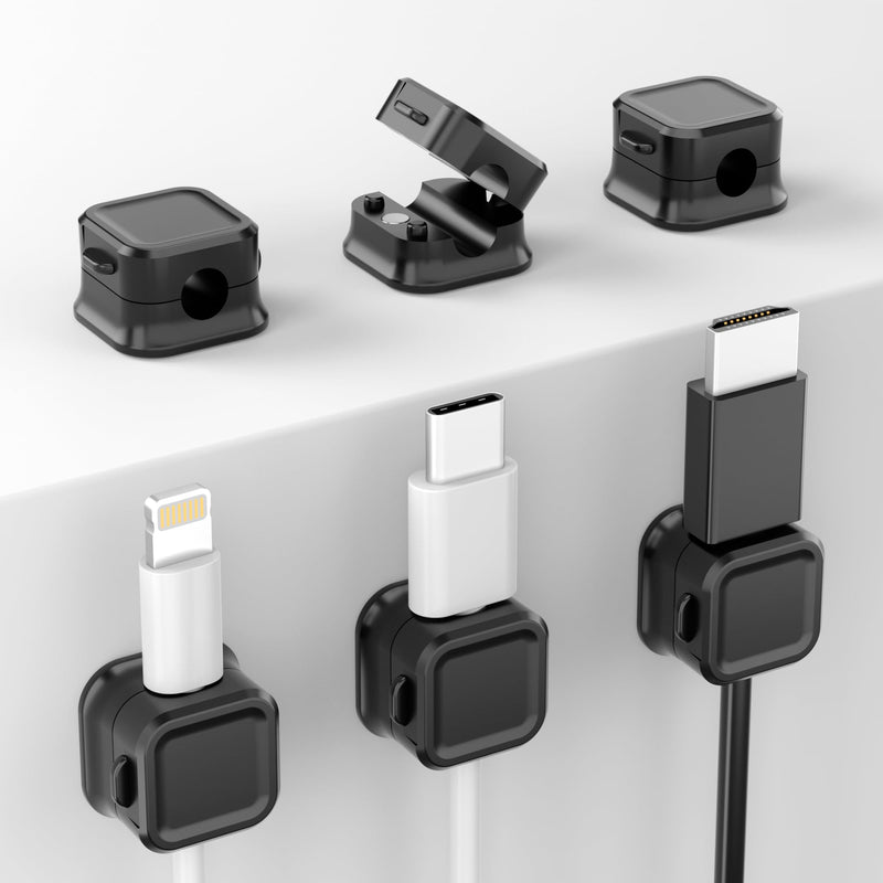 [Australia - AusPower] - Magnetic Cable Clips, 6 Pack Cord Organizer Holder, for Desk Cable Management, Adhesive Wire Keeper for Desk in Bedroom Living Room Kichen Office and for Car 