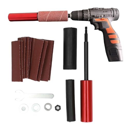 13 Pack Drill Grinding Drum Set, Universal Size Aluminum Alloy Spindle Grinder Adapter and 3/8" Spindle Sander Sleeves, Rubber Sanding Drum Set