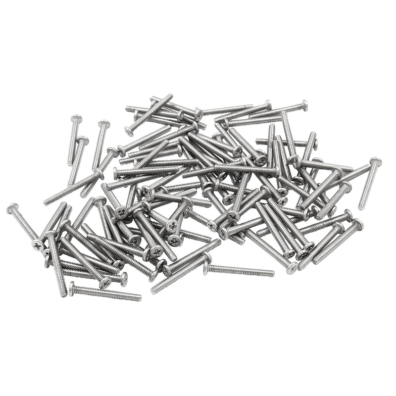 [Australia - AusPower] - 100pcs M1.4 x 12mm Round Flat Head Machine Screws, 304 Stainless Steel Phillips Cross Drive Screw Hardware Fastener Bolts 