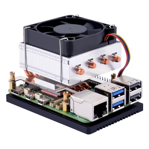 GeeekPi Low-Profile Plus CPU Cooler for Raspberry Pi 5, Pi 5 Aluminum Active Cooler with Cooling Fan for Raspberry Pi 5 4GB/8GB/16GB
