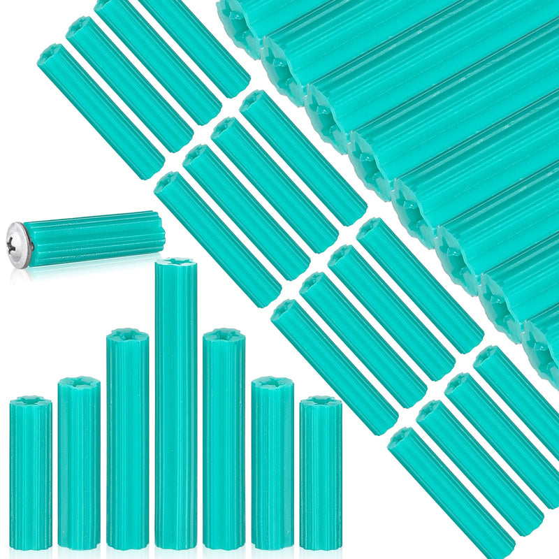 [Australia - AusPower] - 200 Pcs Expanding Plastic Screw Anchors 1/4" Hole Green Plastic Anchors for Concrete Tile Cement Bolt Expansion Tube for #10,11,12 Screws, Fix to Wall Drywall or Other Surface(1-1/4") 1-1/4" 