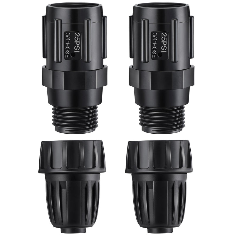 [Australia - AusPower] - 4 Pcs 25 PSI Drip Irrigation Pressure Regulator Faucet Adapter Kit, 2 Pcs 3/4" FHT x 3/4'' MHT Pressure Regulator, 2 Pcs 1/2 Inch Drip Irrigation Tubing Adapter for Drip Irrigation System 4.0 