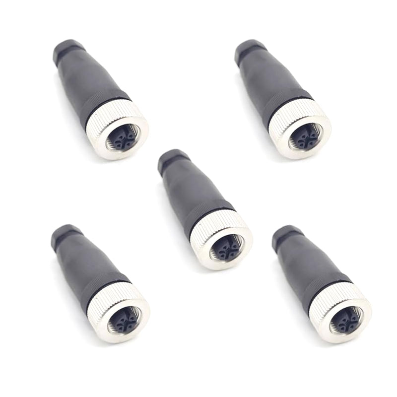 [Australia - AusPower] - 5Pcs M12 5 Pin Female Connector, A Code Unshiled Industrial Circular Connector Field Assembly Wireable Adapter IP67 Waterproof Straight Sensor for Electric Bicycles PG7 Cable 125V 4A 