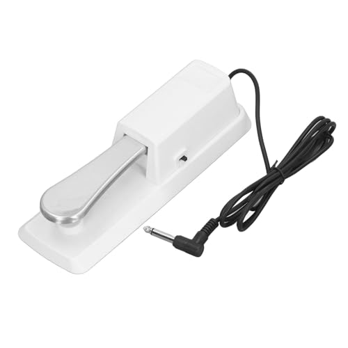Focket Sustain Pedal, Universal Keyboard Sustain Pedal with 1/4in (6.35mm) Input Plug & Anti Slip Rubber Bottom, Piano Foot Pedal for Digital Piano, Electronic Keyboard, MIDI, Focket3tsrce7hf8-11 White