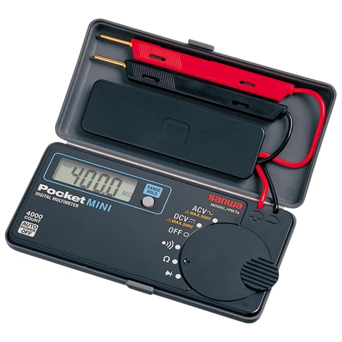 [Australia - AusPower] - Sanwa PM7A Pocket Mini Size Portable Multimeter DMM 4000 Count DC AC with Integrated Protective case Japan quanlity(PM7a) 