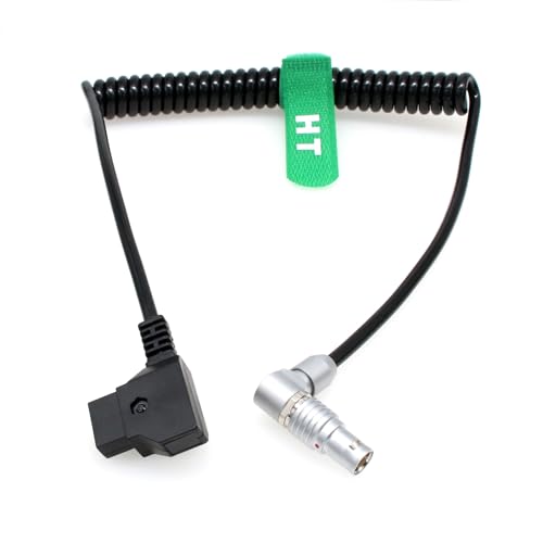 Coiled Power Cable for RED Komodo-X Epic Scarlet Dragon DSMC2 V-Raptor Ronin 4D Camera DJI Monitor Transmission, D-tap to Right Angle Rotatable Adjustable 6 Pin Female Rotatable Adjustable 90° Coiled 60cm