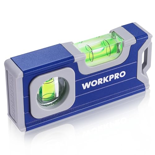 WORKPRO Magnetic Spirit Level 115mm Mini Spirit Level | With 2 levels 90°/180, hanging hole, aluminum alloy, strong magnet, groove design, for measurements