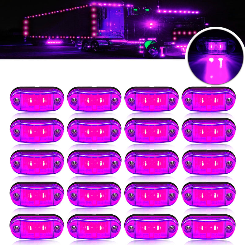 [Australia - AusPower] - 20pcs Purple DC12-24V IP68 Waterproof Trailer LED Lights Side Marker and Clearance Indicators Lights for RV, Camper, Truck, Van, Caravan and Boat, Front and Rear 20Pcs Purple 