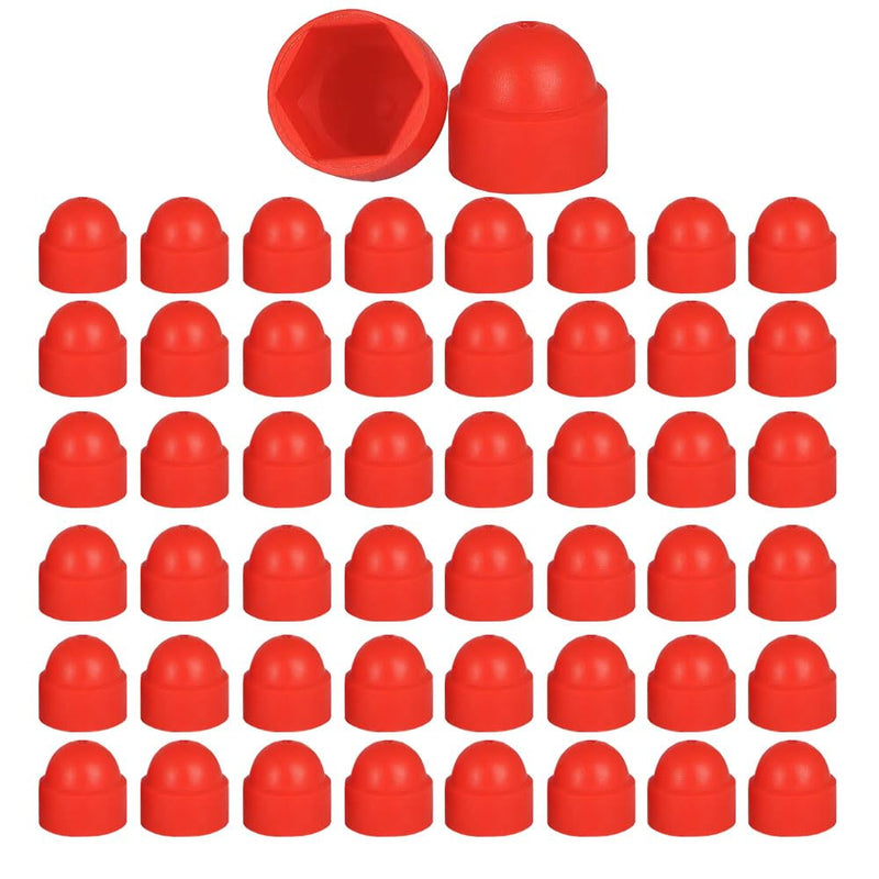 [Australia - AusPower] - 50 Pcs Hex Nut Cover, Red M12 Bolt Dome Caps Covers, Plastic Dome Bolt Nut Protection Caps Cover for Bolts,Hex Hexagon Screws 