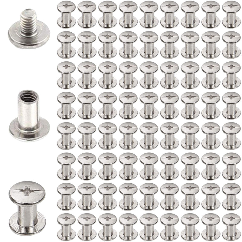 [Australia - AusPower] - 5mm X 8mm Nickel Plated Binding Chicago Screw Posts Barrel Nuts Docking Rivets Silver Tone 72pcs 5* 8mm - 72PCS 