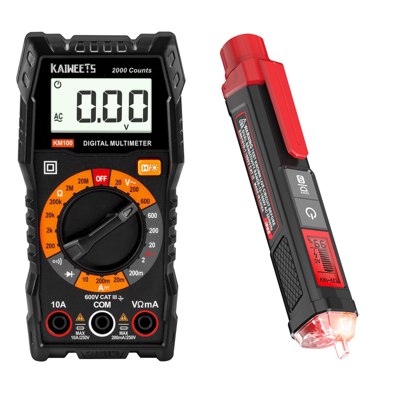 [Australia - AusPower] - KAIWEETS Digital Multimeter with Case, Non Contact Voltage Tester with Signal Percentage 