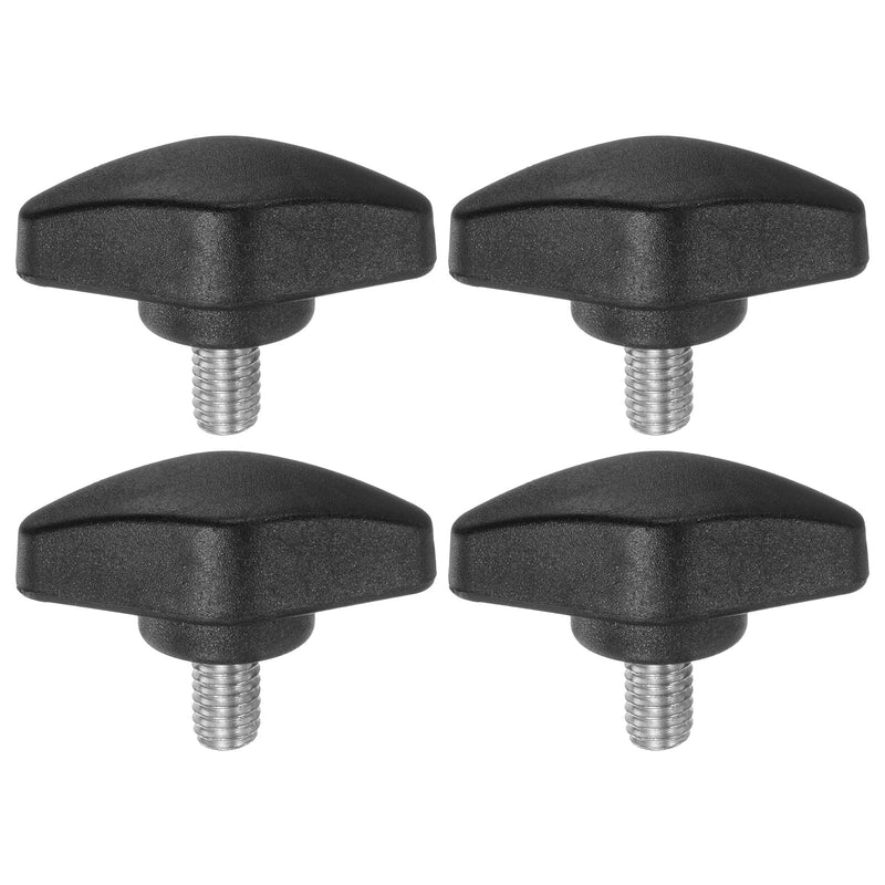 [Australia - AusPower] - 4pcs Tee Wing Knobs Thumb Screws M6 x 8mm Standard Male Thread Plastic T Knobs Handles Hand Clamping Knobs Grip Thumbscrew, Black 