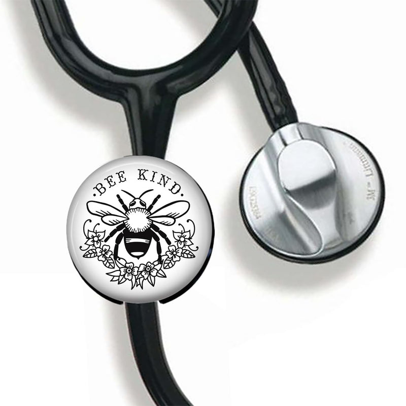 [Australia - AusPower] - Bee Kind Stethoscope Tag Personalized,Nurse Doctor Stethoscope ID Tag Customized, Medical Stethoscope Name Tag with Writable Surface-Black, Small, mflor365 