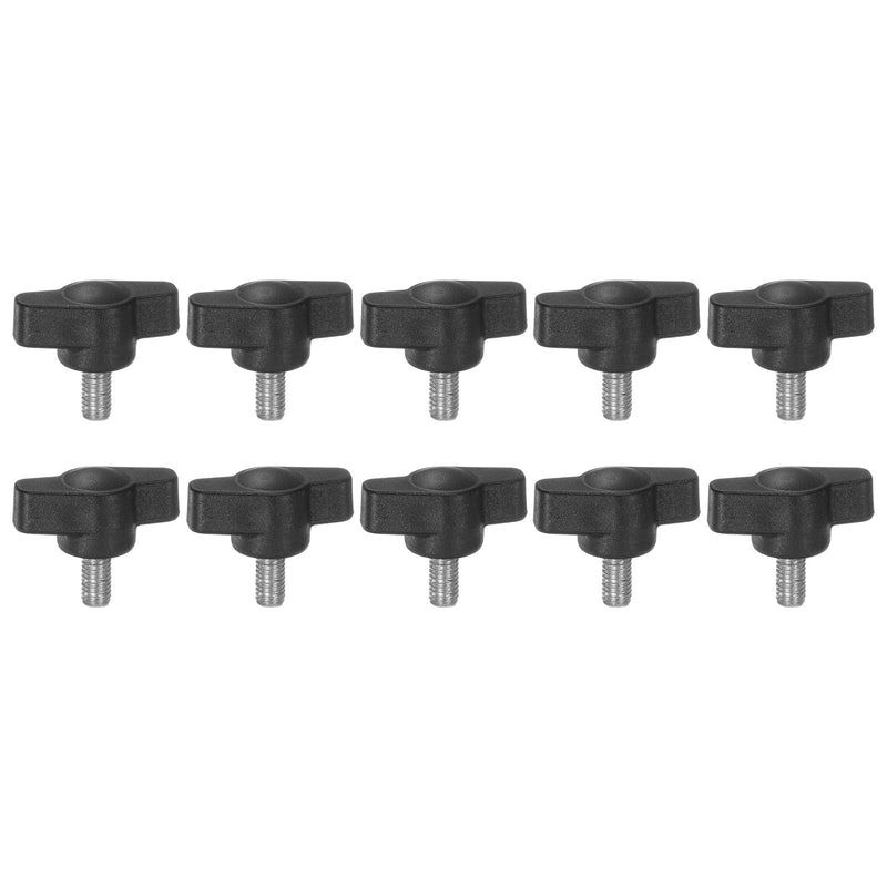 [Australia - AusPower] - HARFINGTON 10pcs Tee Wing Knobs M5 x 10mm Black Carbon Steel Zinc Plated Plastic T/Z Knobs Thumb Screws 